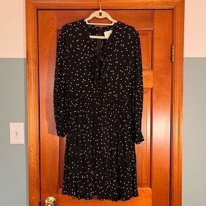Kate Spade Navy Swing Dress with Pink Polka Dots